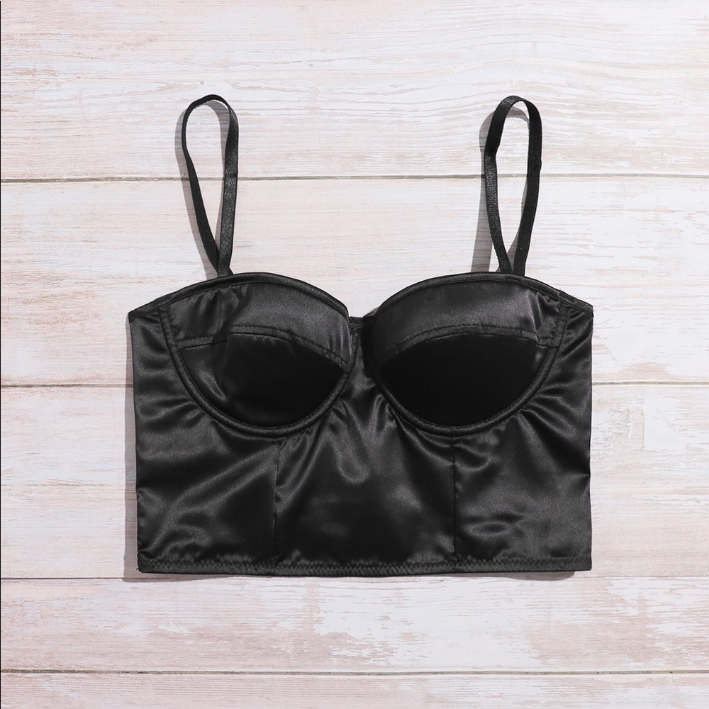 Satin Crop Top (Black)